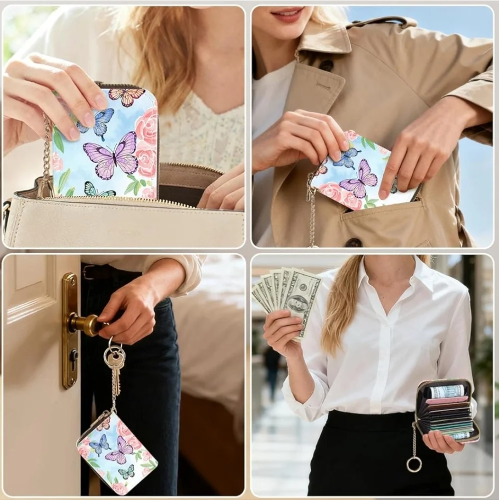 Butterfly and Floral Print Wallet